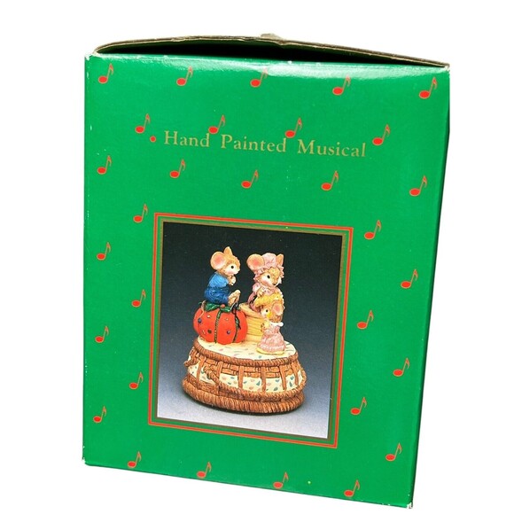 Vintage Three Mouse Mice Music Box Playing "It’s A Small World" Ceramic - Picture 3 of 6